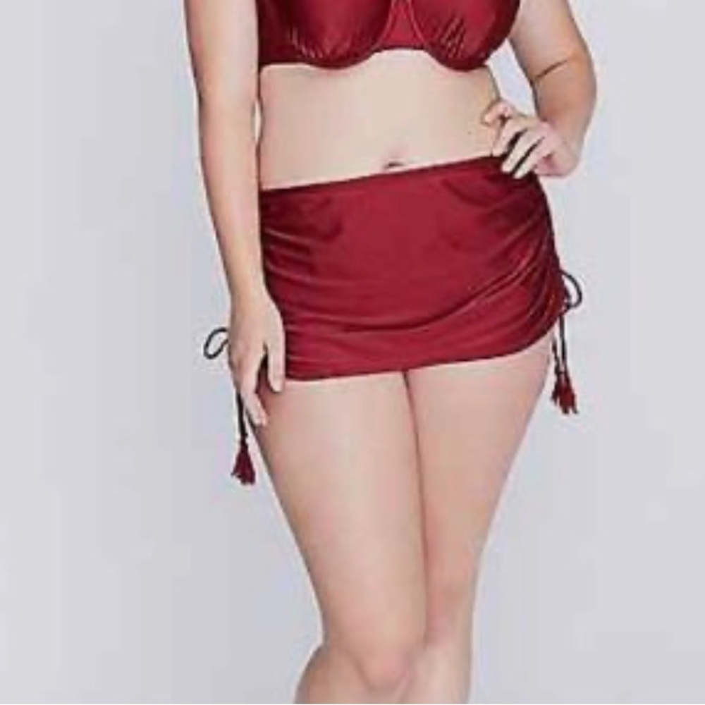 Elegant Lane Bryant Cacique Red Women's Swim Skirt 22 - Picture 2 of 4